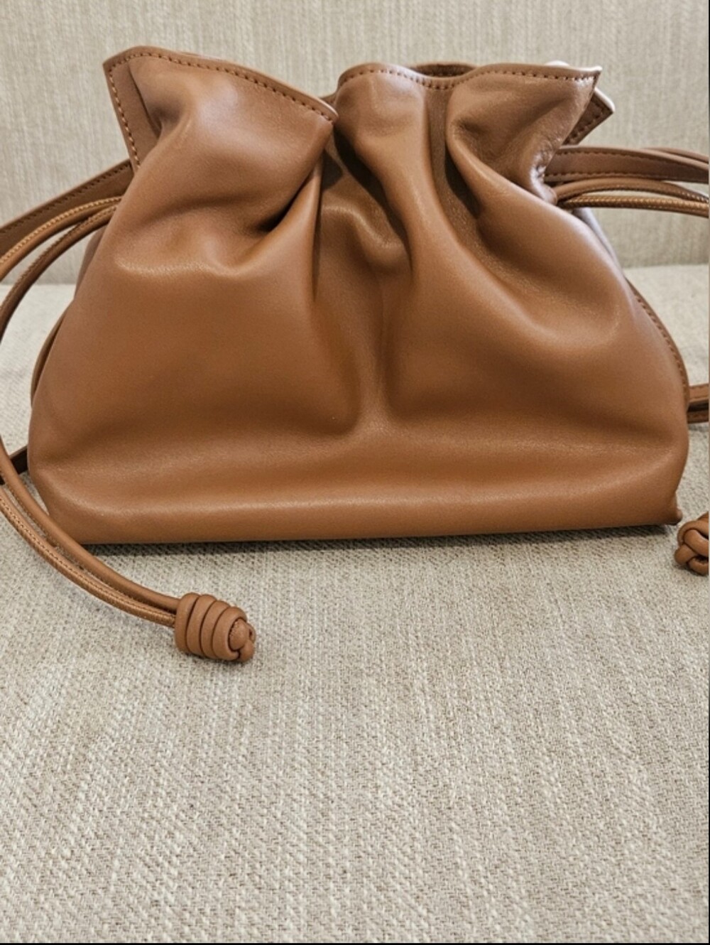 Quince Tan Leather Drawstring Crossbody Bag NWOT